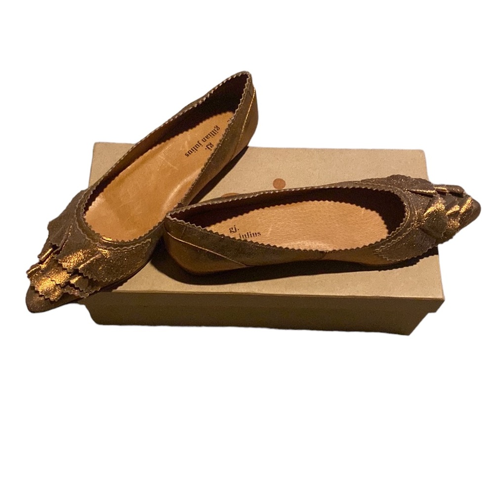 Gillian Julius Copper Ruffled Ballet Slippers Size 7 NIB